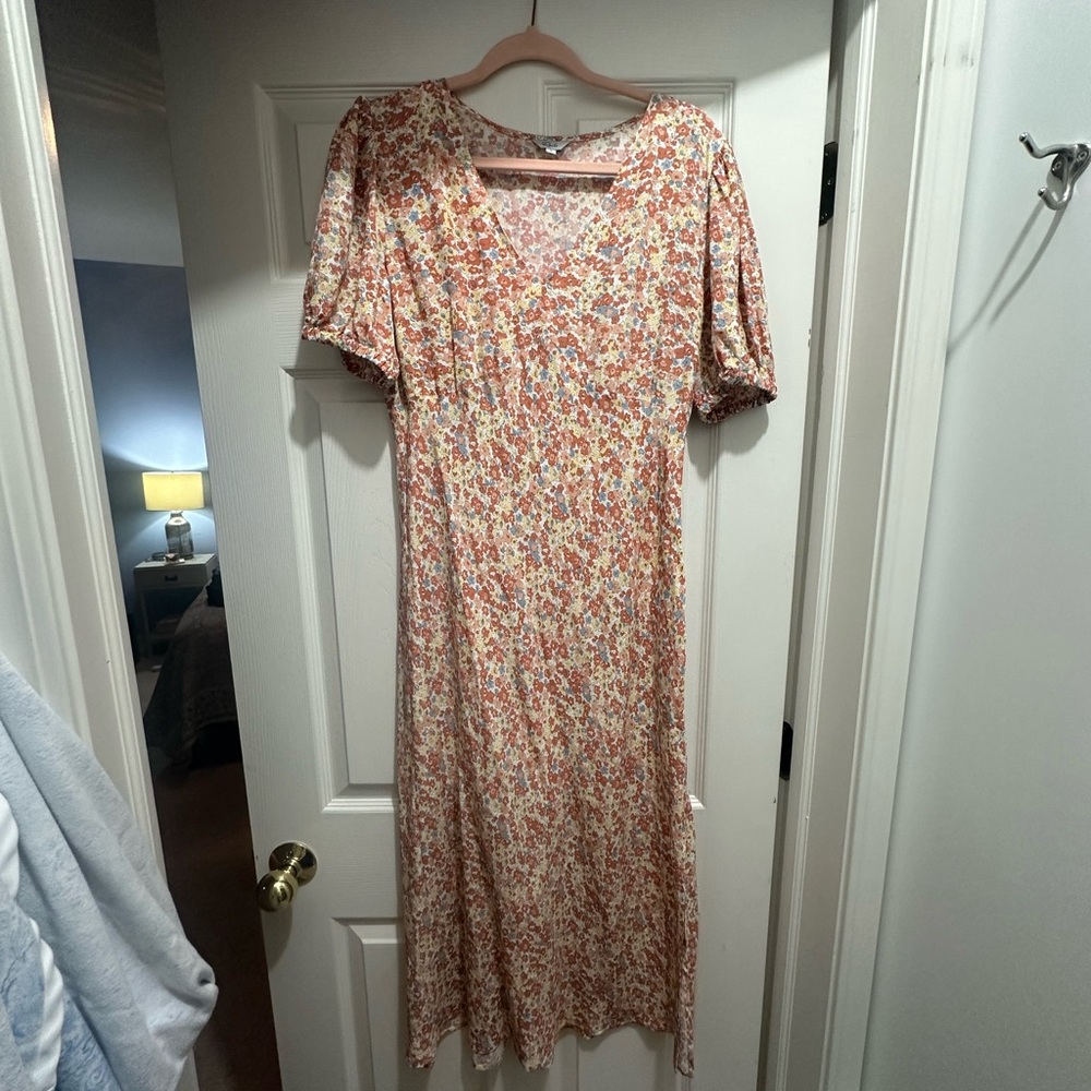 Rails Floral Midi Dress - Red and Cream